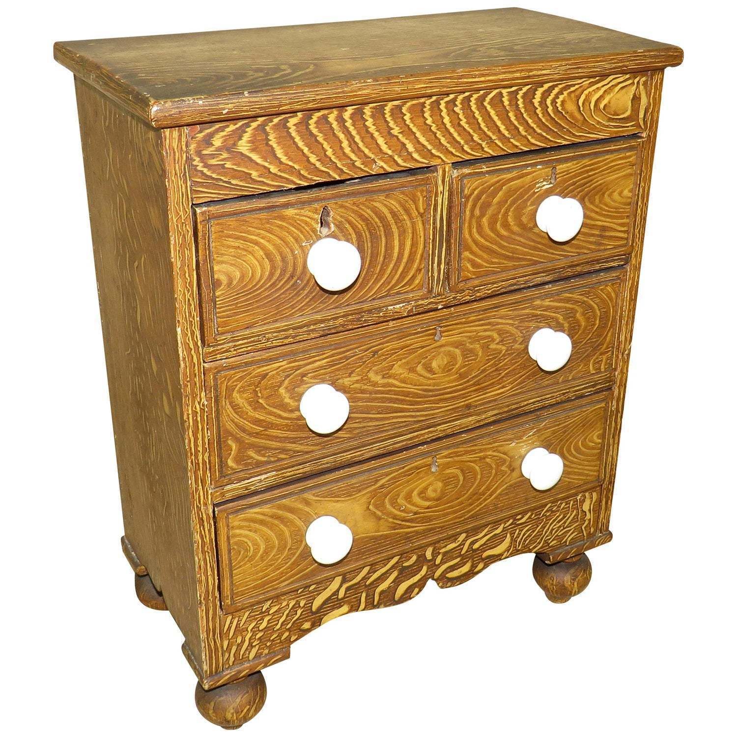 19th Century Victorian Painted Pine Miniature Apprentice Chest Of Drawers (England, Circa 1880)
