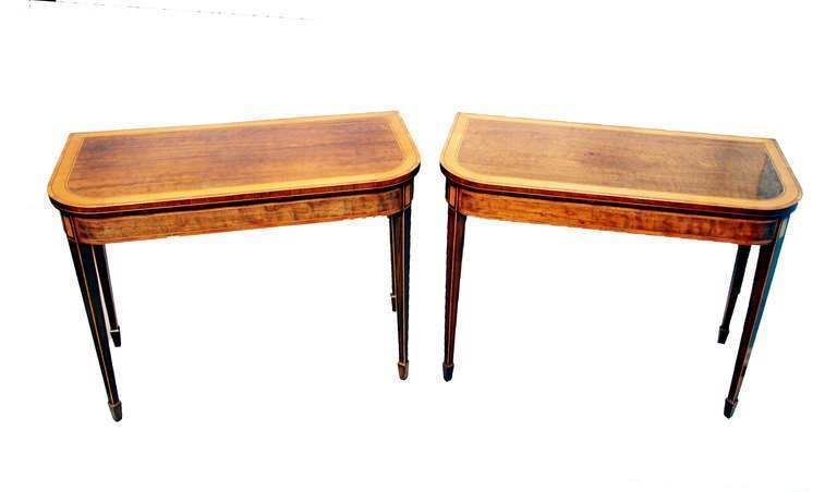 Antique Georgian Mahogany Pair Of Card Tables (England, Circa 1790) photo furniture