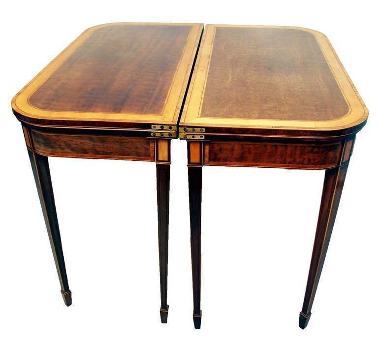 Antique Georgian Mahogany Pair Of Card Tables (England, Circa 1790) photo for sale