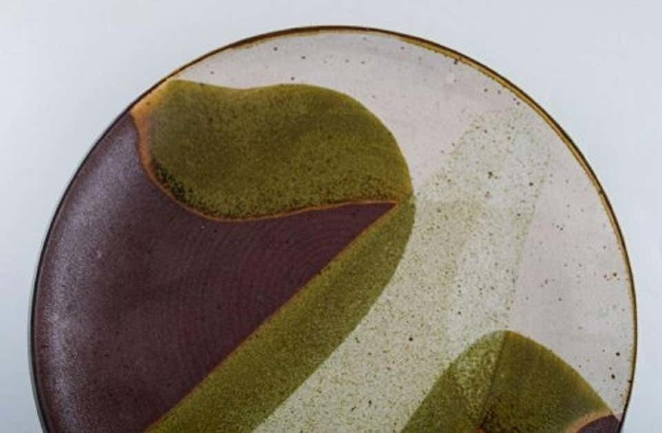 European Studio Ceramist, Unique Dish In Glazed Ceramics, Dated 1985 photo Home Decor