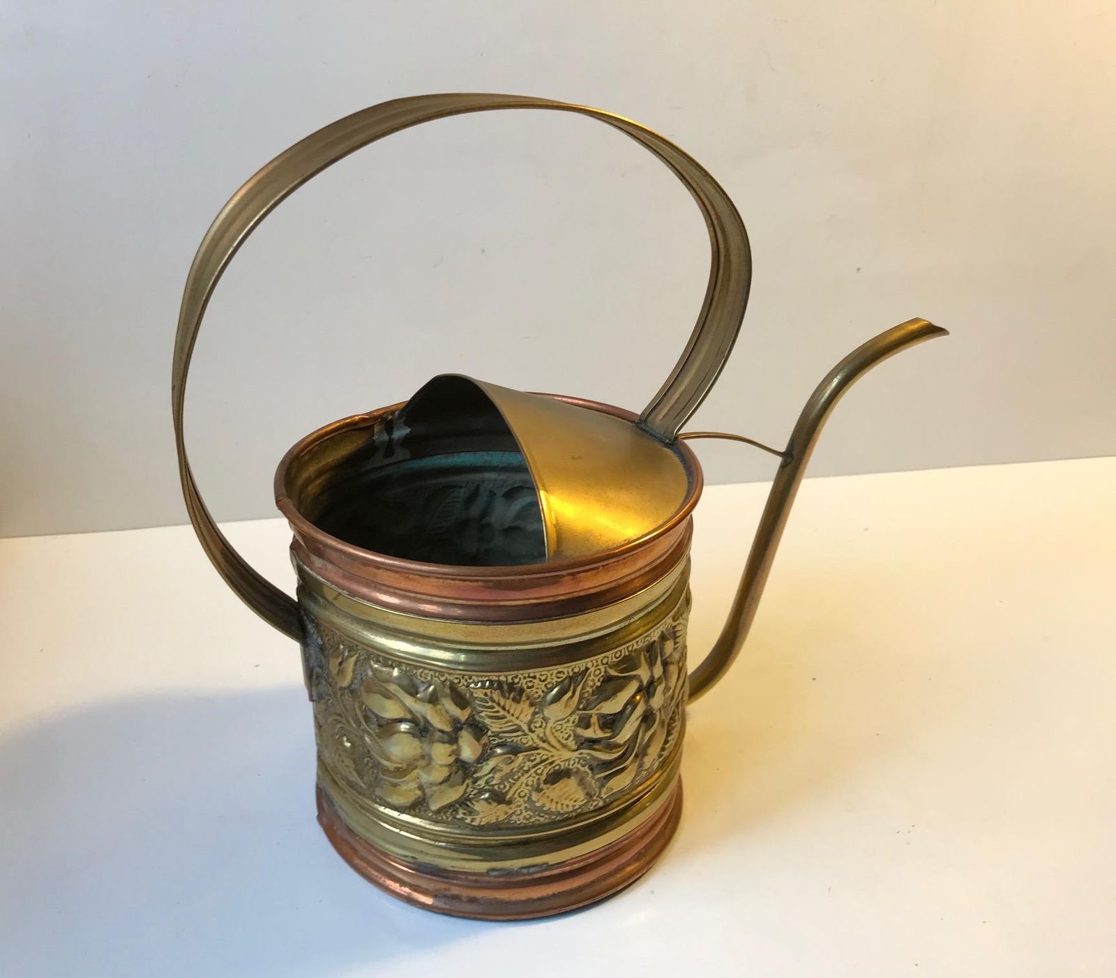 Antique English Watering Can In Copper And Brass photo for sale