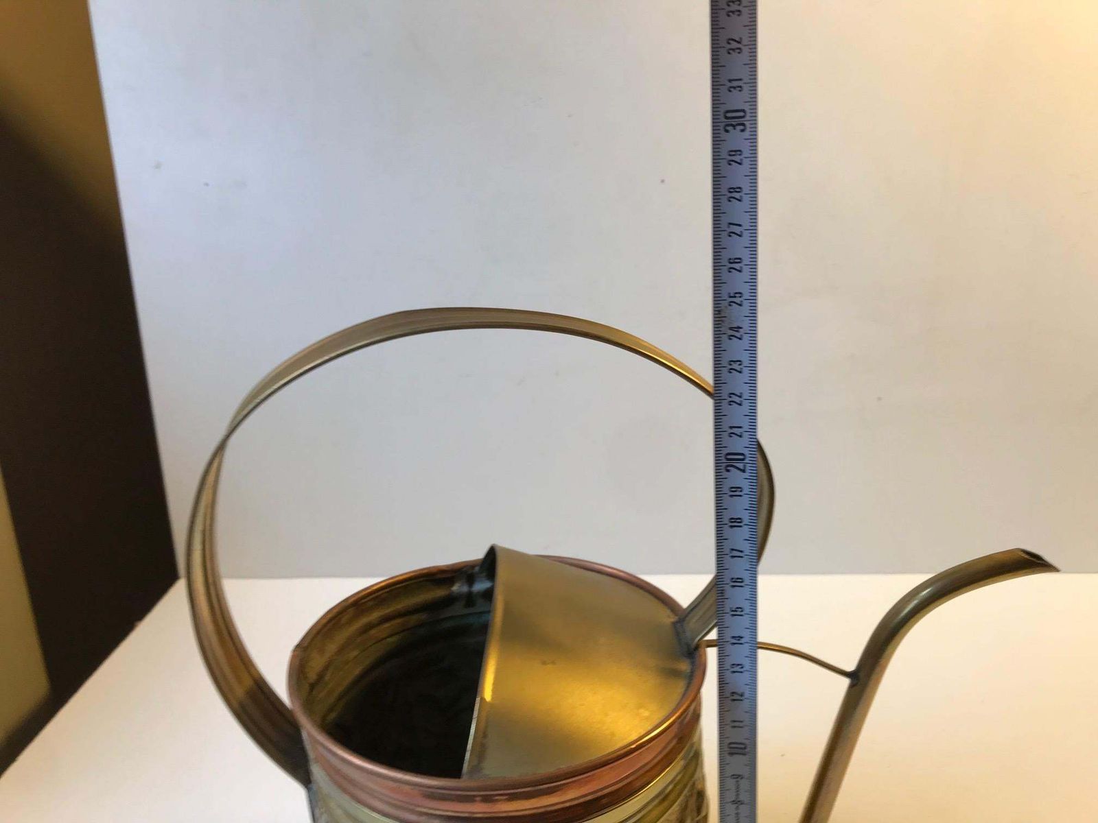 Antique English Watering Can In Copper And Brass photo vintage