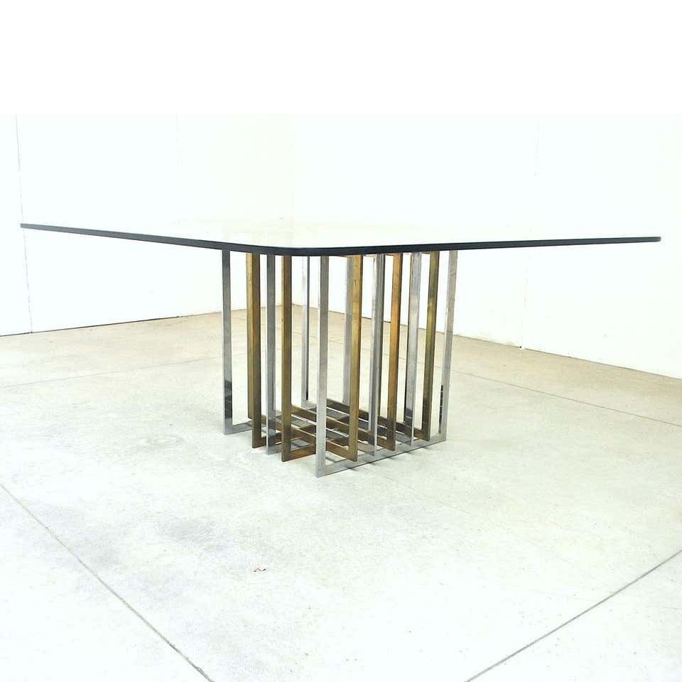 Pierre Cardin Midcentury 1970s Table In Brass Steel And Glass photo 2728.0