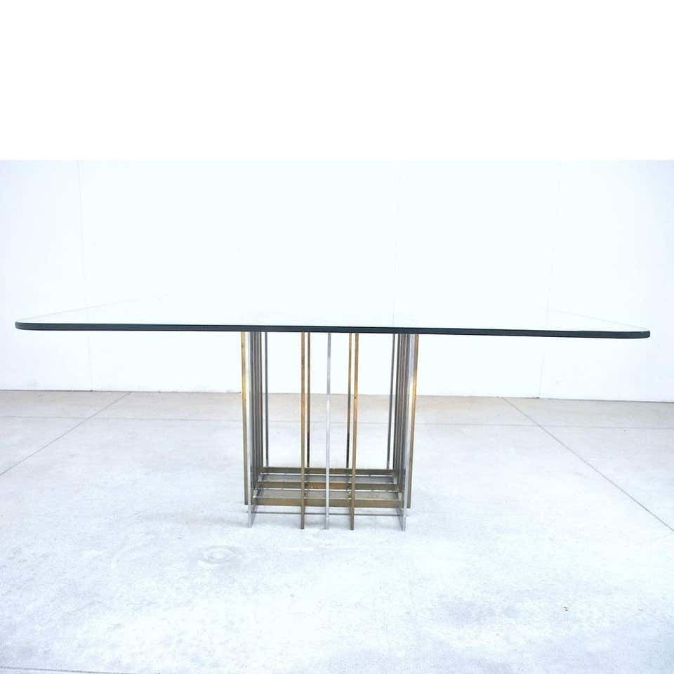 Pierre Cardin Midcentury 1970s Table In Brass Steel And Glass photo vintage