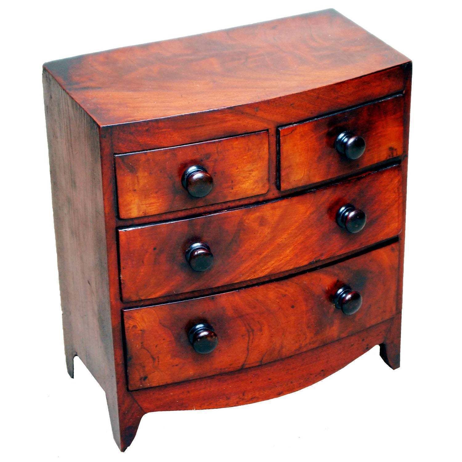 Antique Miniature Mahogany Bow Chest (England, Circa 1860)