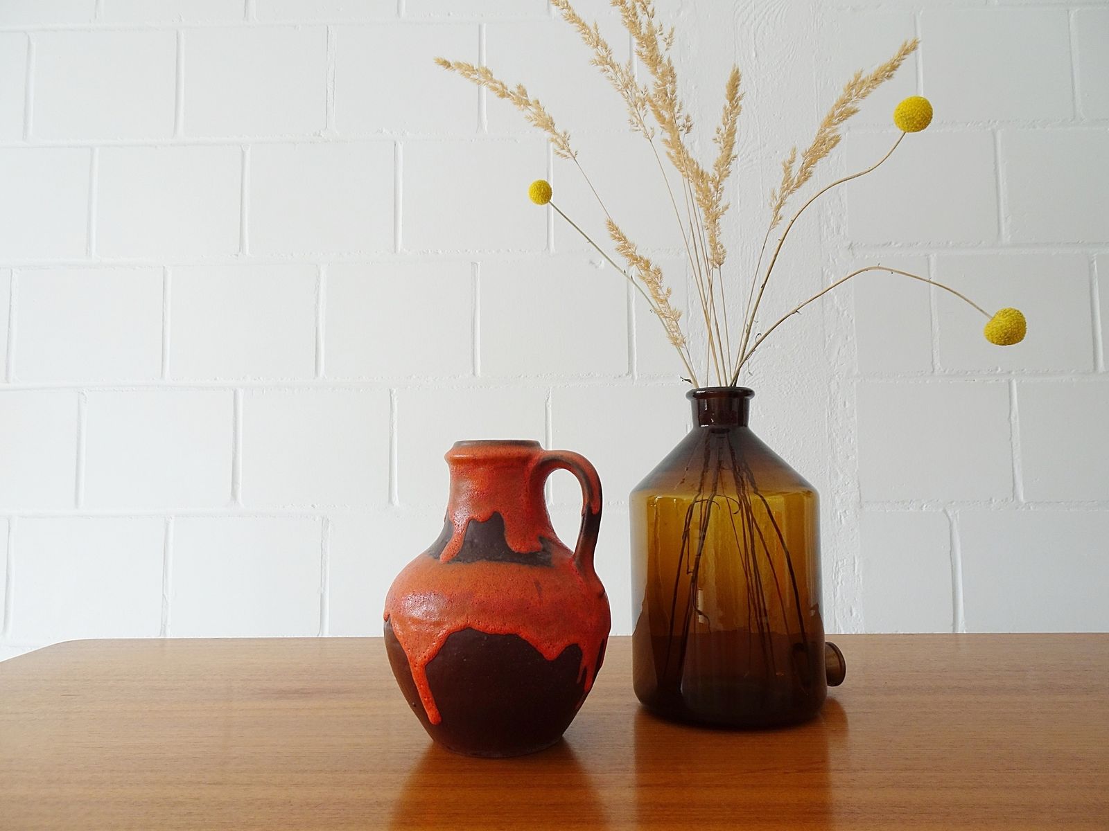 Carstens Vase In Brown Orange, Mid Century Handle Vase, Carstens Tönnieshof Jug Vase photo vinterior
