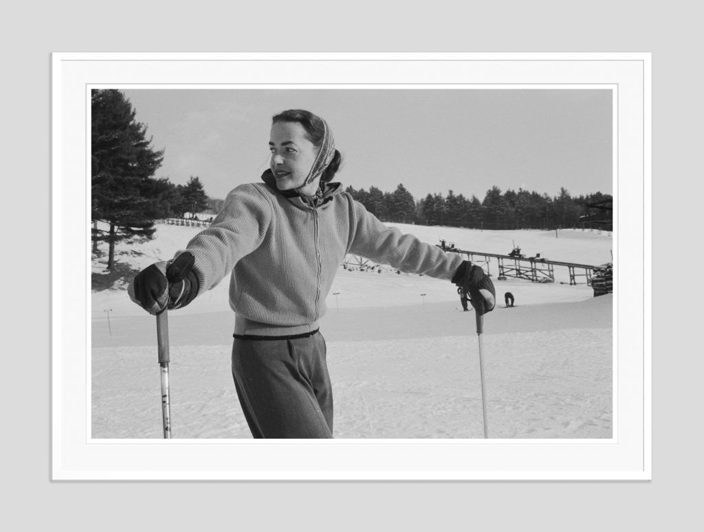 Slim Aarons 'New Hampshire Skiing' 1955 Oversize Silver Gelatin Print Framed In White