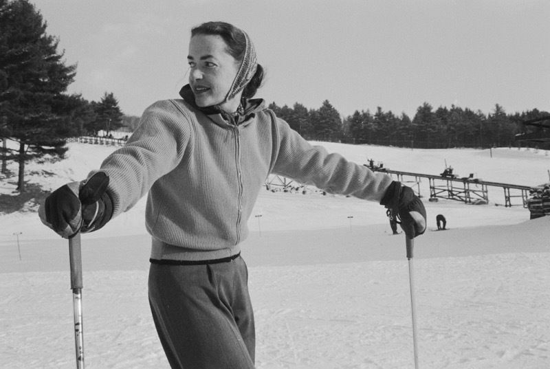 Slim Aarons 'New Hampshire Skiing' 1955 Oversize Silver Gelatin Print Framed In White photo furniture
