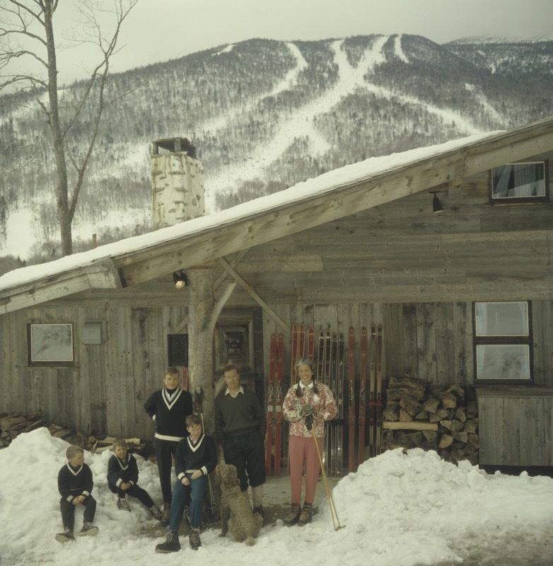 Slim Aarons 'On The Slopes In Stowe' 1962 Oversize C Type Print Framed In Black photo furniture