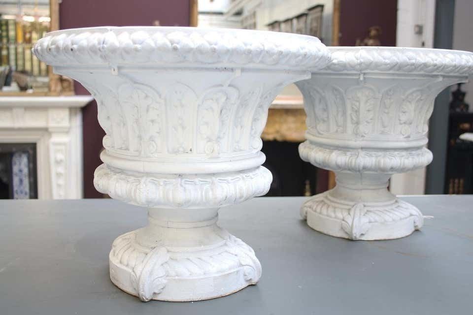 Antique Pair Of Mid Victorian Cast Iron Garden Urns photo furniture