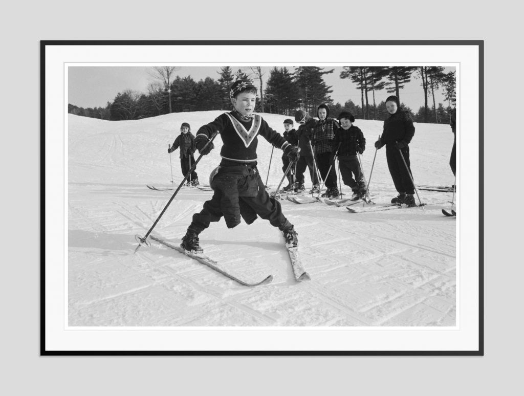 Slim Aarons 'Snow Plough' 1955 Oversize Silver Gelatin Print Framed In Black