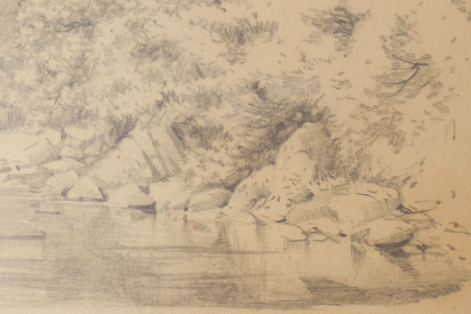 'On The Cree' Landscape Drawing Of A River photo for sale