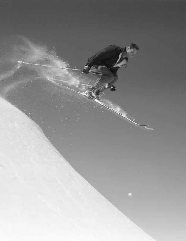'Jumping Skier' 1957 Oversize Archival Pigment Print Framed In Black photo furniture