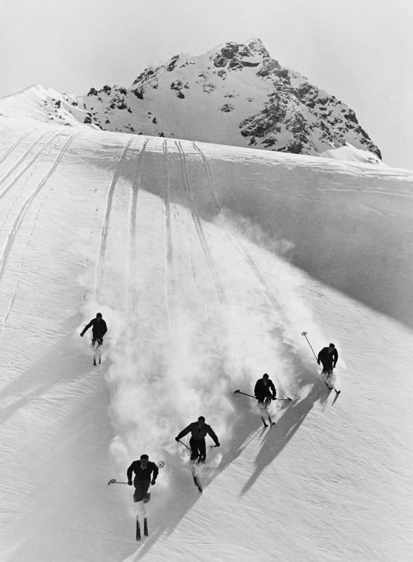 'Swiss Alps' 1928 Archival Pigment Print Framed Black photo furniture