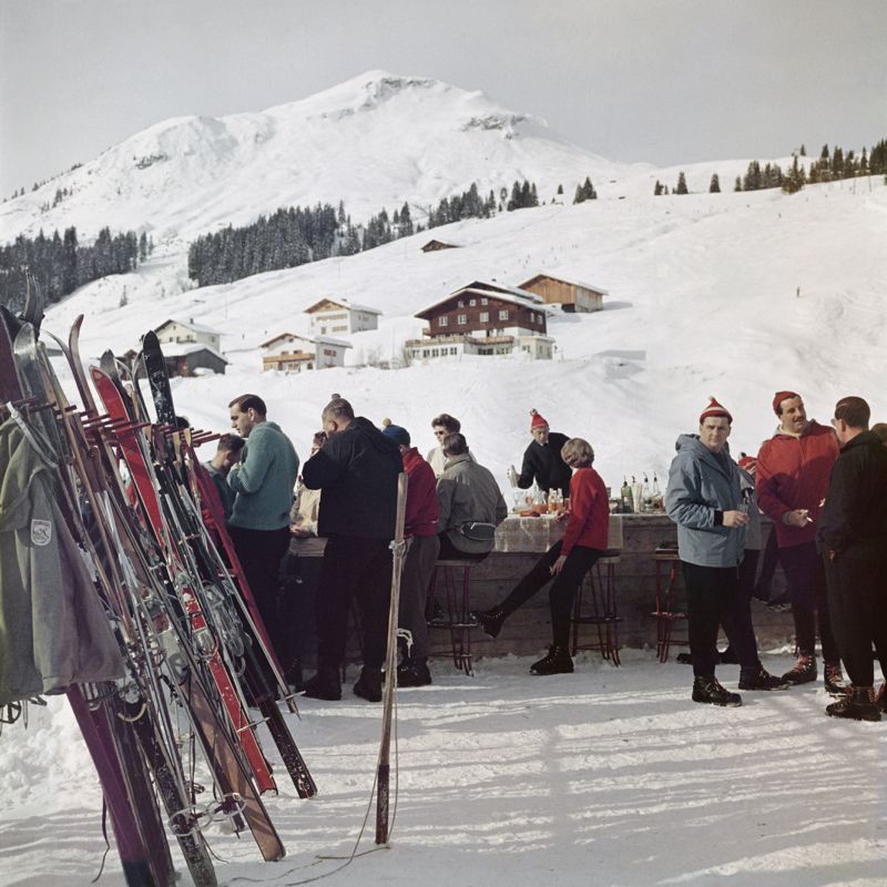 Slim Aarons 'Lech Ice Bar' 1960 C Type Print Framed In White photo furniture