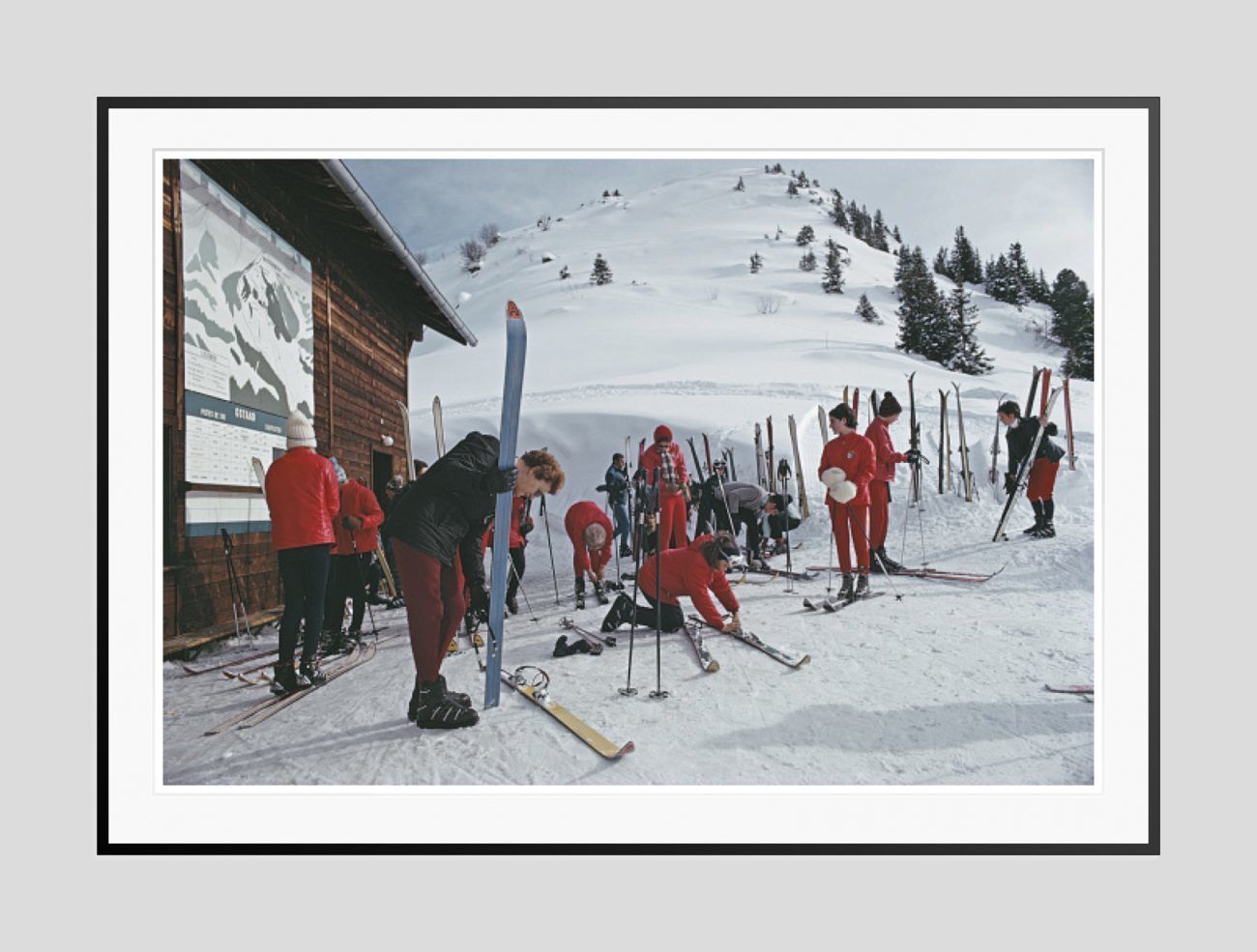 Slim Aarons 'Skiers At Gstaad' 1969 Oversize C Type Print Framed In Black
