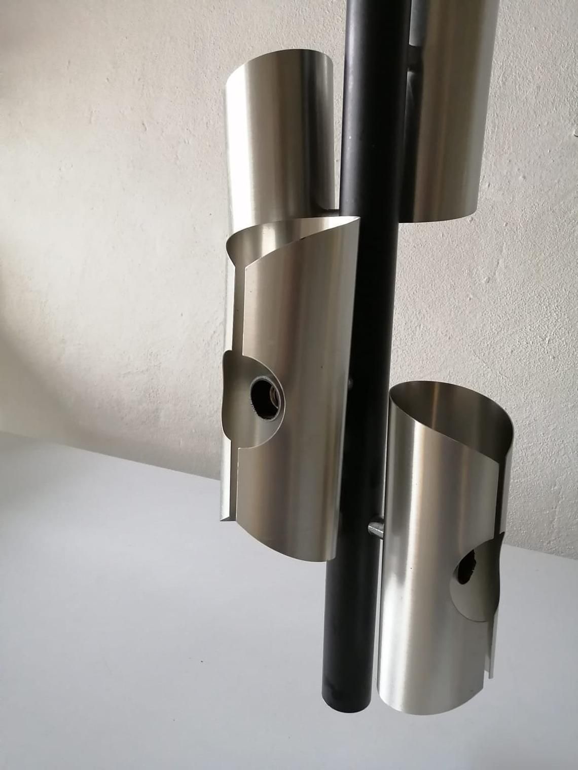 Wonderful 4 Shade Chrome Metal Space Age Ceiling Lamp, 1970s photo vinterior