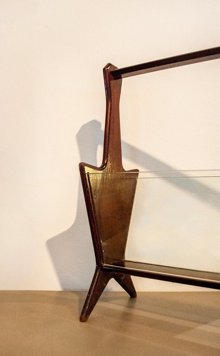 Magazine Rack With Wooden Frame & Glass By Ico Parisi, 1960s photo Home Decor