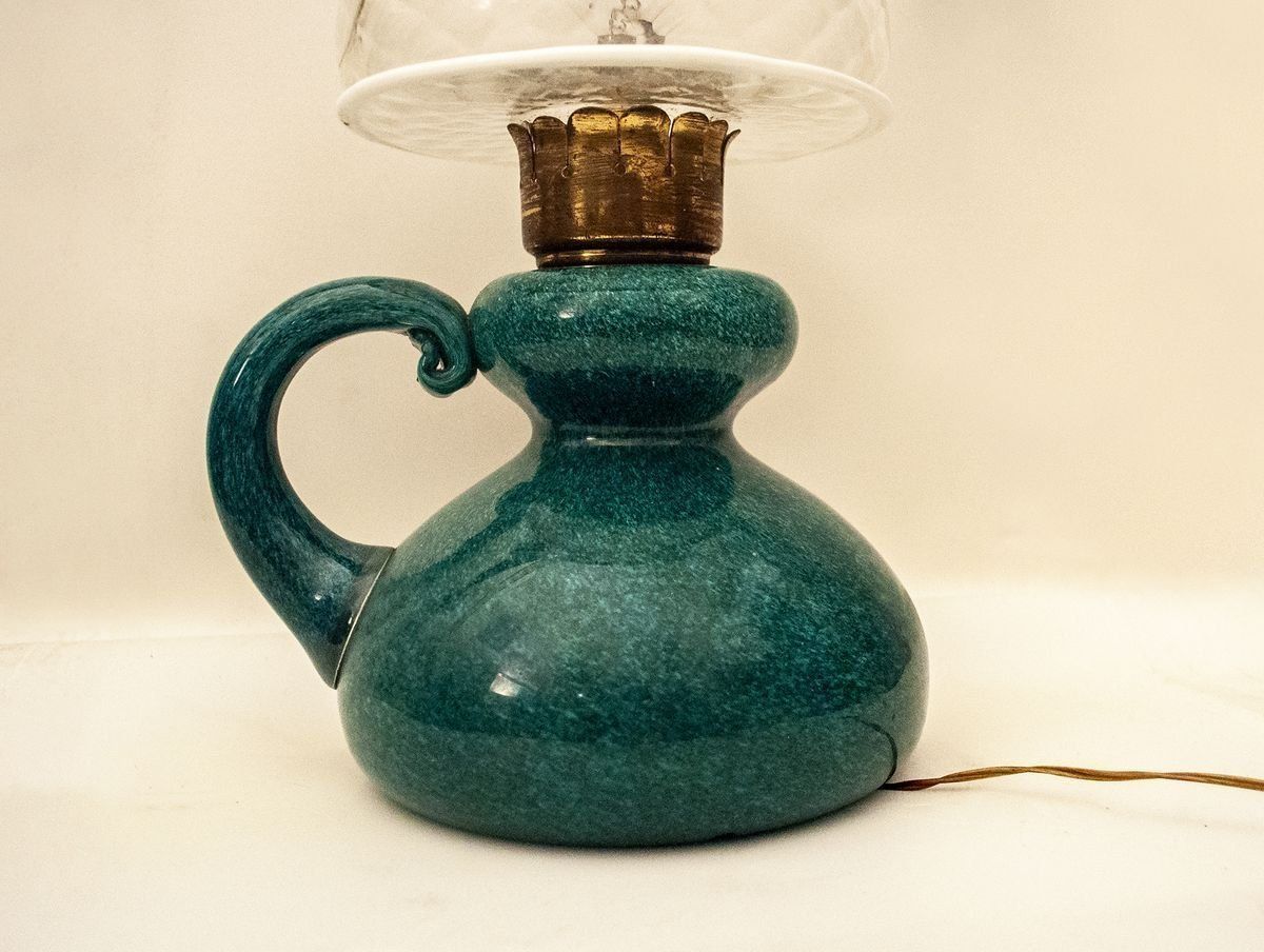 Murano Glazen Tafellamp Met Messing Details Van Seguso, Ca. Jaren 1950 photo vinterior