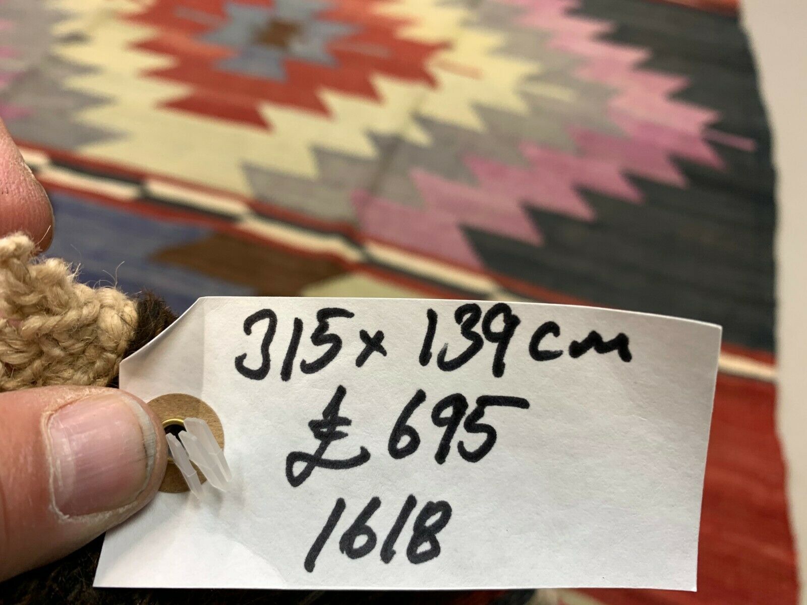 photo for sale Vintage Turkish Kilim 315x139 Cm Wool Kelim Rug Large, Purple, Red, Black, Blue