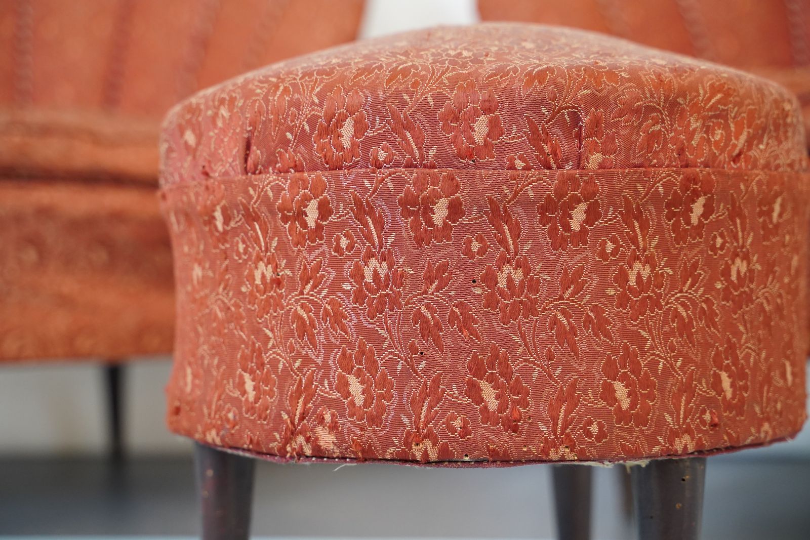 Set Of Two Armchairs And One Ottoman In The Manner Of Gio Ponti, Italy 50s. photo furniture