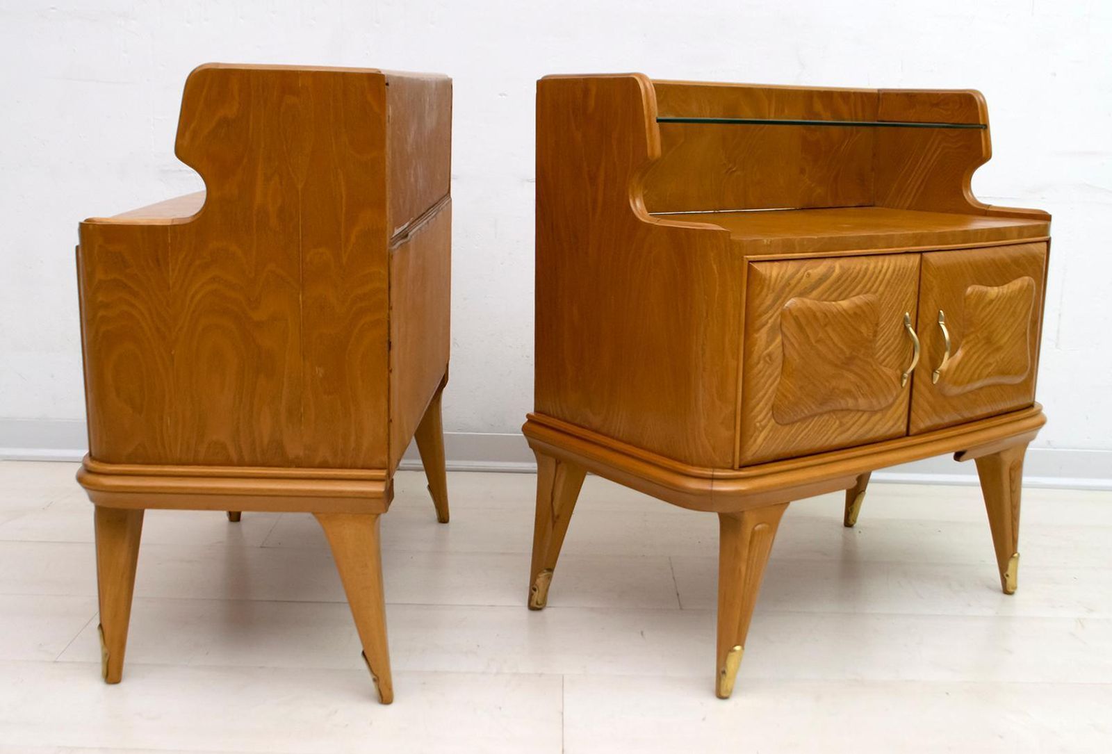 Pair Of Mid Century Modern Italian Ash Wood Night Stands, 1950s photo Furniture