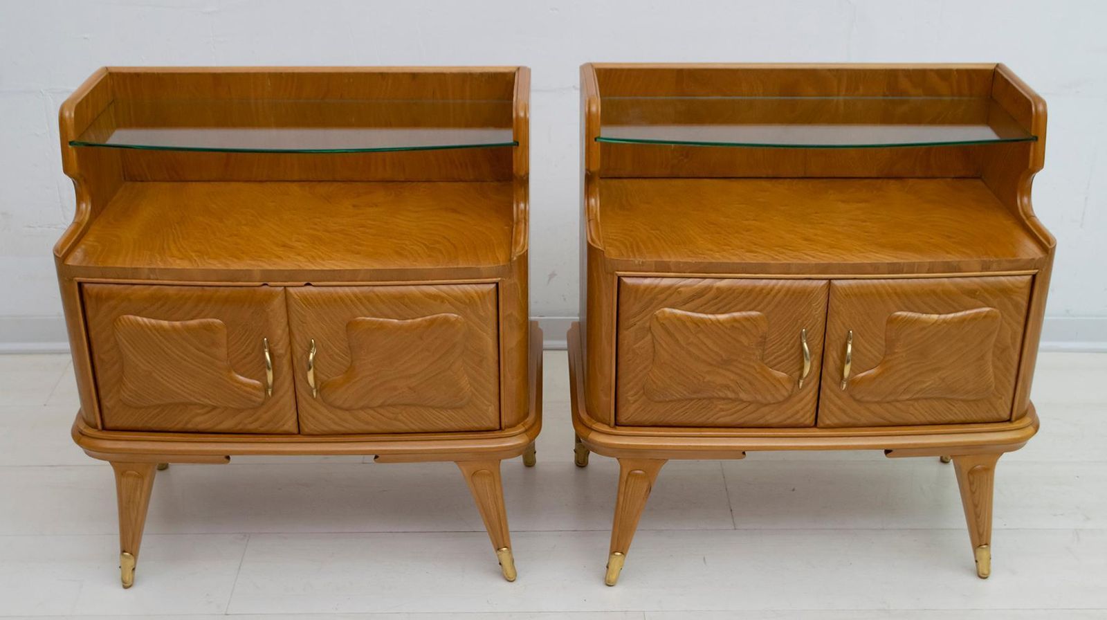 photo furniture Pair Of Mid Century Modern Italian Ash Wood Night Stands, 1950s