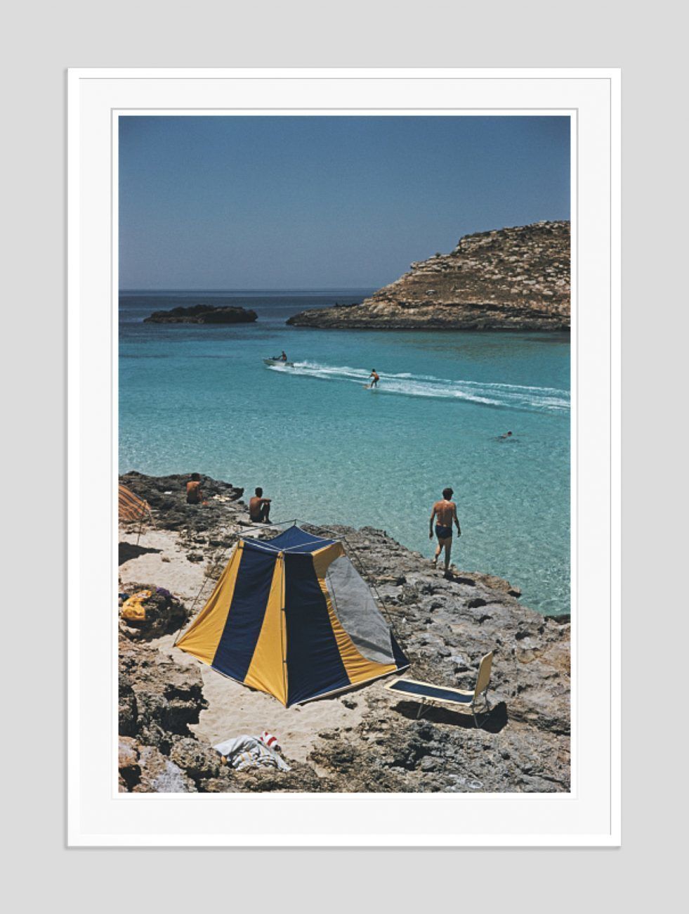 Slim Aarons 'Mellieha Beach, Malta' 1959 Oversize C Type Print Framed In White