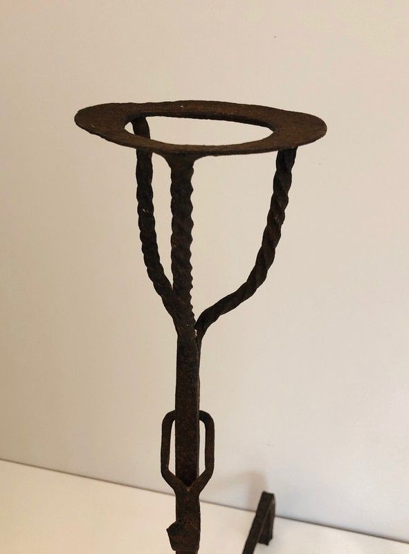 Pair Of Wrought Iron Landiers. French. 17th Century photo vinterior