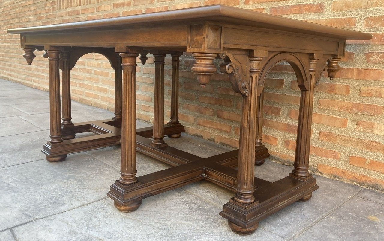 Late 19th Century Spanish Carved Church Table Or Altar With Wood Stretchers photo furniture