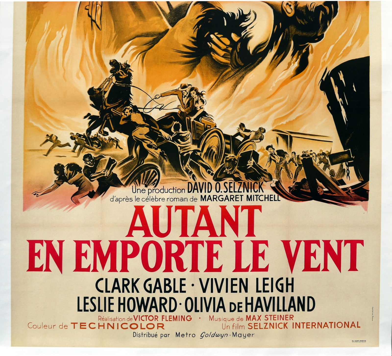 Original Movie Poster "Gone With The Wind" Clark Gable, Vivien Leigh   Linen Backed photo for sale