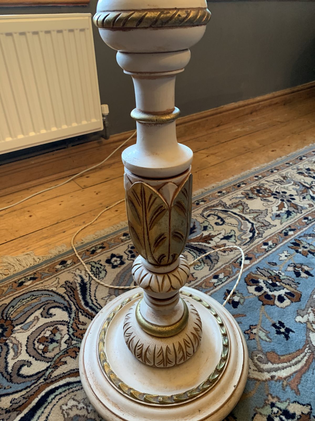 Vintage Wooden Torchere Floor Lamp photo furniture