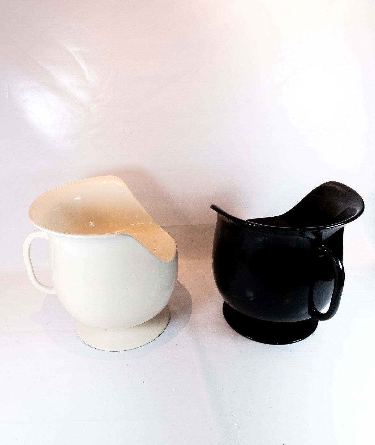 Chairs In The Form Of Teacups In White And Black Of Hard Plastic From The 1980s. photo for sale