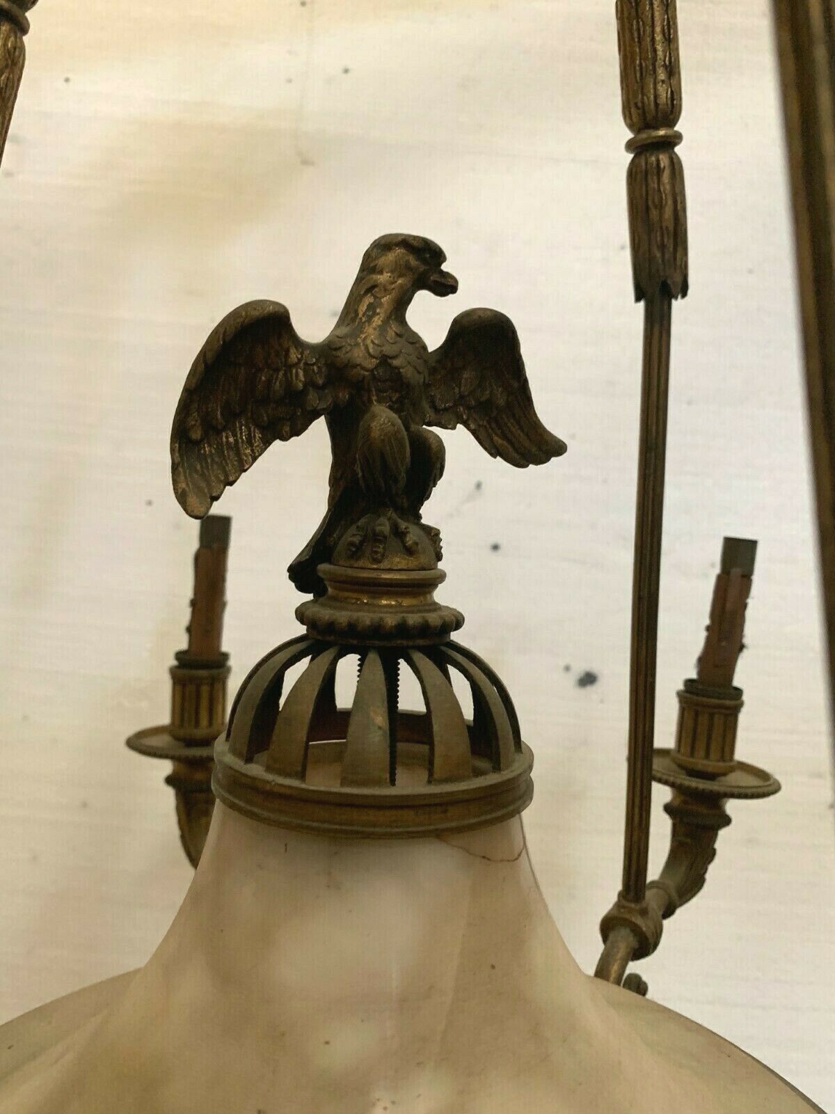 Empire Chandelier In Bronze And Alabaster XIX Century Napoleon III photo for sale