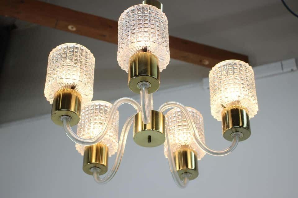 Midcentury Glass Chandelier, Kamenický šenov, 1970s photo vinterior