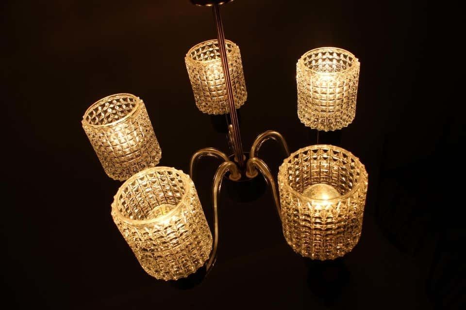 photo for sale Midcentury Glass Chandelier, Kamenický šenov, 1970s