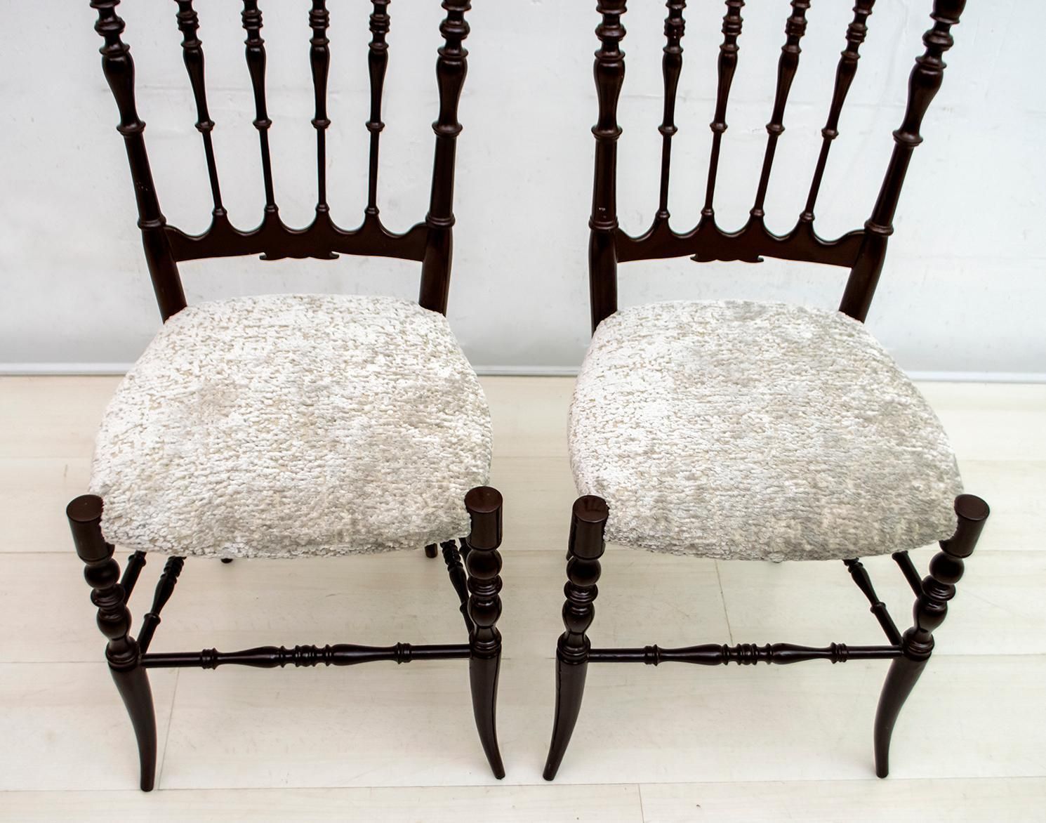Pair Of Gaetano Descalzi Mid Century Italian Chiavari High Back Chairs, 1950s photo buy