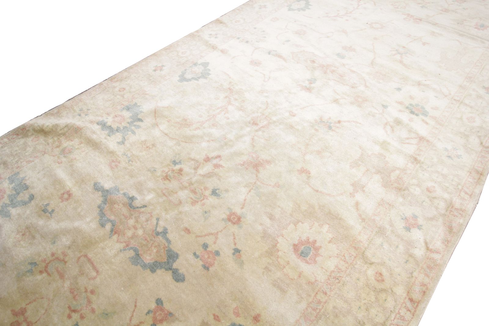 Ivory Traditional Carpet Wool Area Rug Handwoven Egyptian Ziegler Runner 155x335 Cm photo for sale