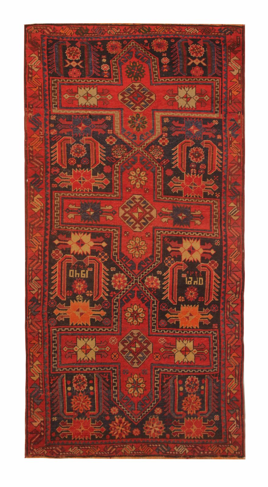 Hand Knotted Vintage Red Caucasian Kazak Rug, Traditional Oriental Wool Carpet 105x230 Cm photo furniture