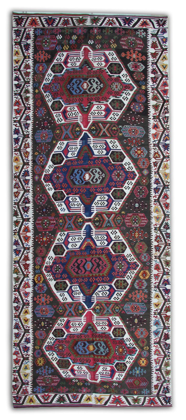 Antique Kilim Rug, Anatolian Carpet Geometric Runner Rug 172 X 440 Cm