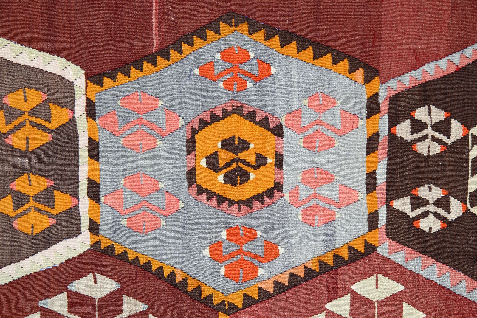 Large Anatolian Carpet Antique Rug Kilim Dimond Carpet 204x375cm photo Textiles