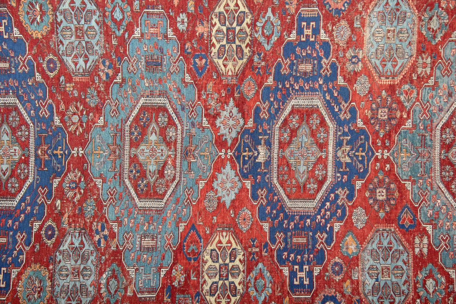 Hand Made Antique Rug Caucasian Carpet, Rare Sumakh Kilim Rug Oriental Wool Kilim 235 X 300 Cm photo for sale