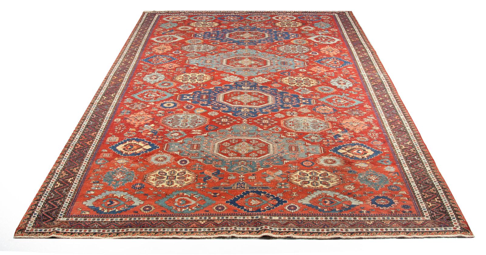Hand Made Antique Rug Caucasian Carpet, Rare Sumakh Kilim Rug Oriental Wool Kilim 235 X 300 Cm photo 13000.0
