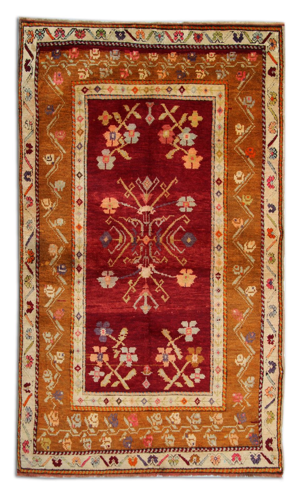Antique Carpet Oriental  Turkish Rug Handwoven Konya Carpet 131 X 220 Cm