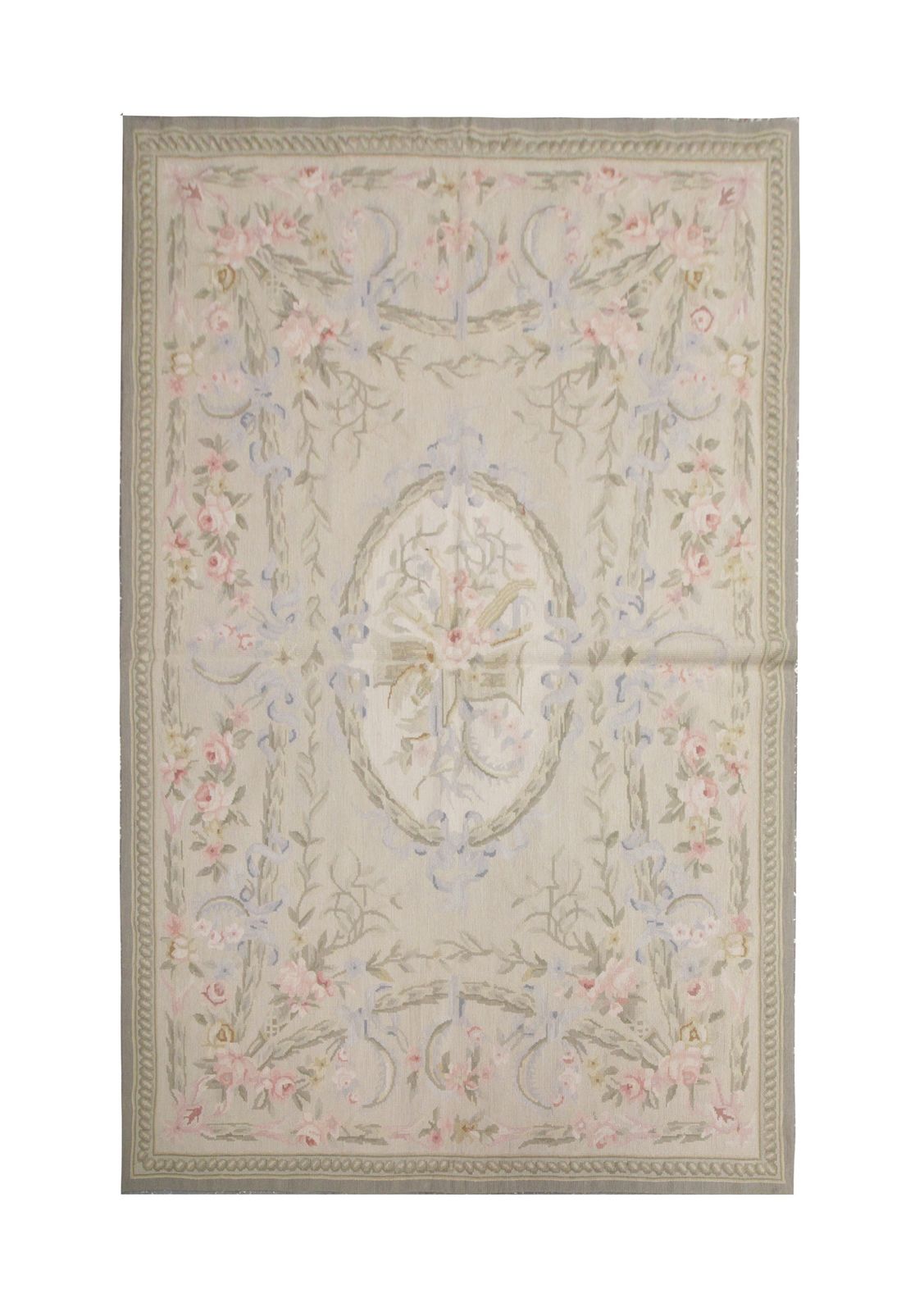 Vintage Aubusson Tapestry, Traditional Oriental Wool Needlepoint  120x184cm