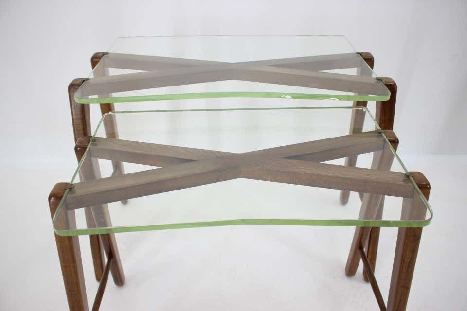 Rare Design Mid Century Organic Wooden Side, Nesting Tables / 1950s photo vinterior