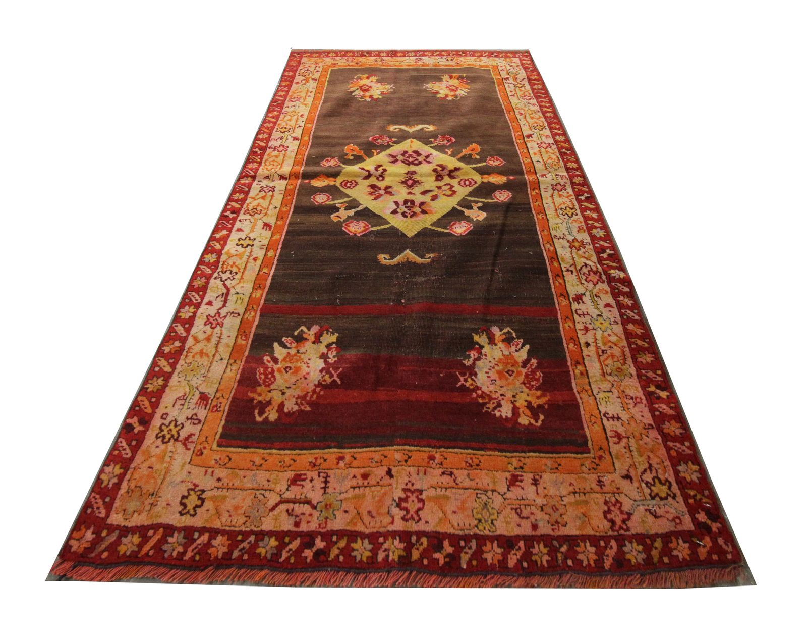 Small Vintage Rug Handmade Carpet Caucasian Karabagh, Brown Wool 90x165cm photo furniture