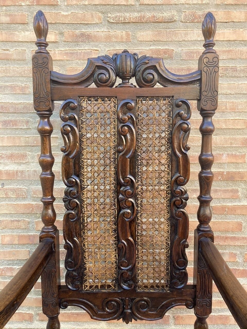 Louis Xvi Style French Carved Walnut Armchair With Reed Seat photo Furniture