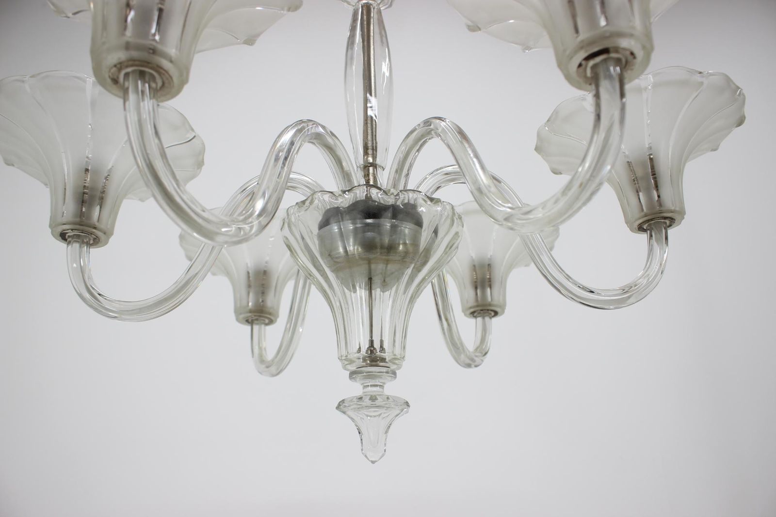 Set Of Two Big Prestige Beautiful Art Deco Glass Chandeliers, 1920s photo buy