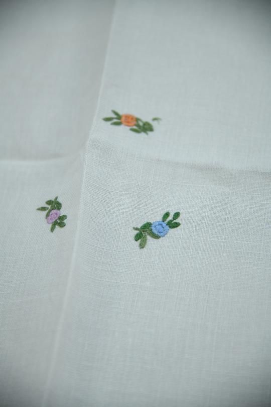 65.0 Vintage Square Tablecloth Embroidered Flower Baskets photo